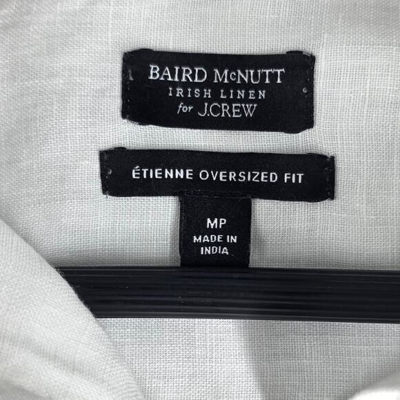 J.CREW MENS BAIRD MCNUTT IRISH LINEN OVERSIZED SHIRT SIZE MP WHITE LONG SLEEVE - Picture 4 of 13